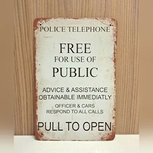 POLICE TELEPHONE TIN SIGN